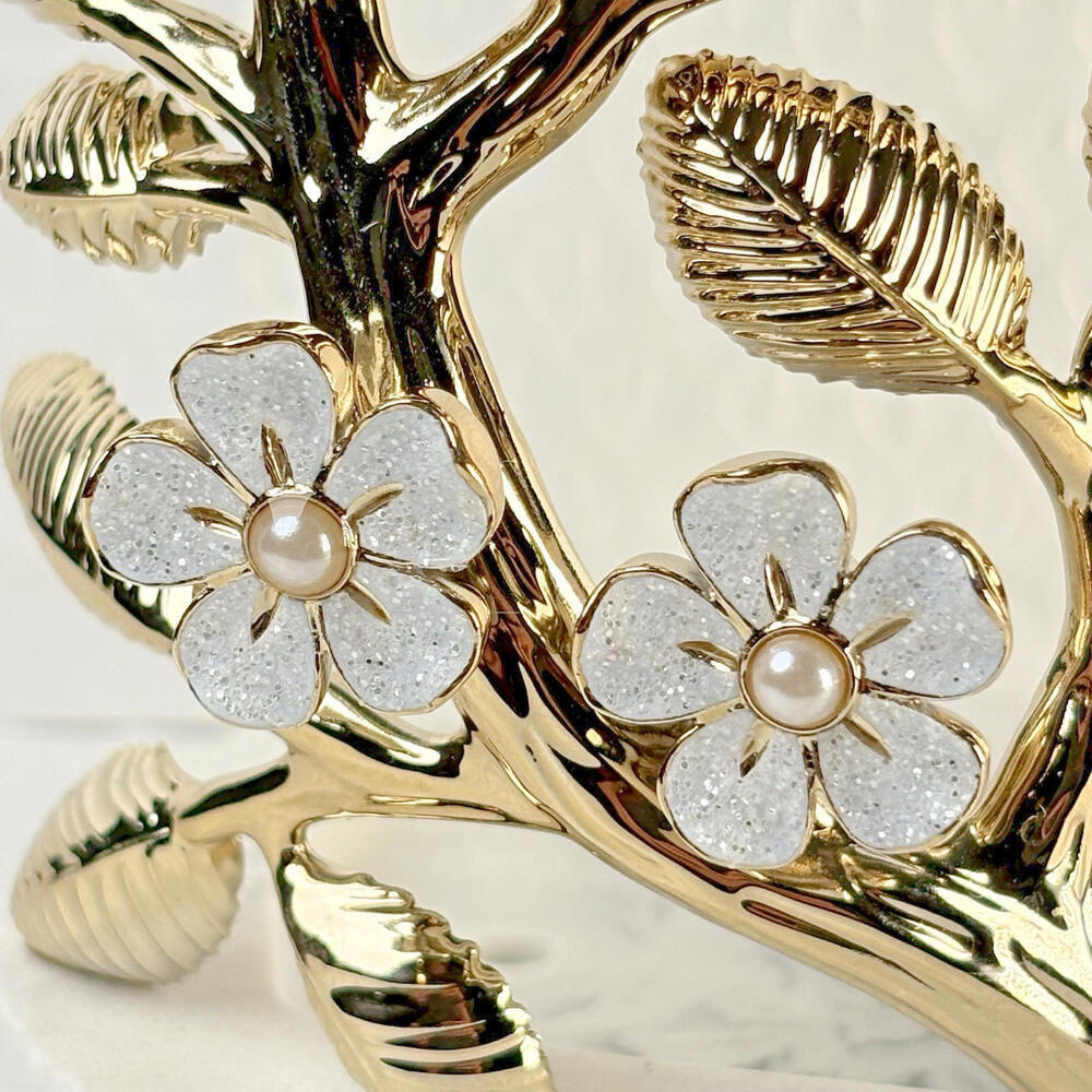 Bath & Body Works Gold Branch White Glitter Flowers Marble Foaming Soap Holder - Picture 2 of 6